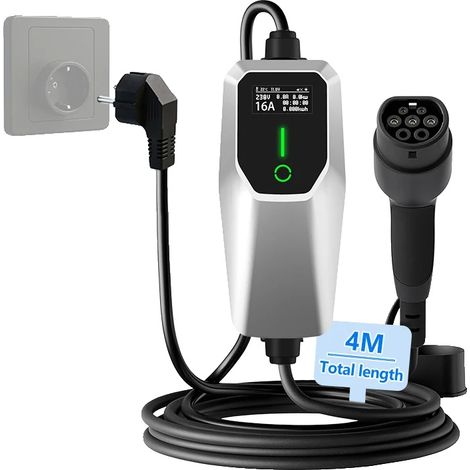 Cargador para vehículos eléctricos, opciones de alimentación flexibles, duradero y resistente a la intemperie, Schuko 3.5KW 4M (1/2)