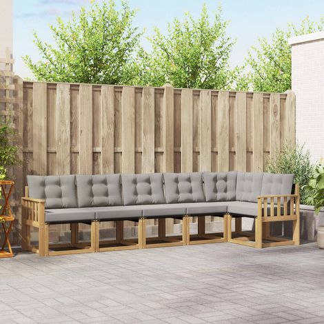 vidaXL Outdoor-Sofagarnitur mit Kissen 6 pcs Weiß und Hellgrau (1/5)