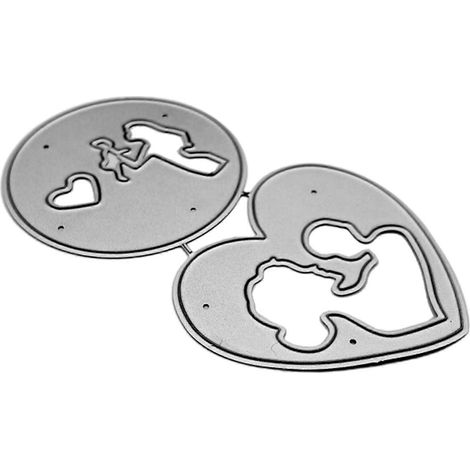 Runde Herz-Stanzschablone für Mutter und Baby aus Metall, DIY-Scrapbooking-Album
