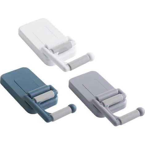 Lot de 3 crochets adhésifs muraux pour balais, sans perçage, fixation murale facile. (1/5)