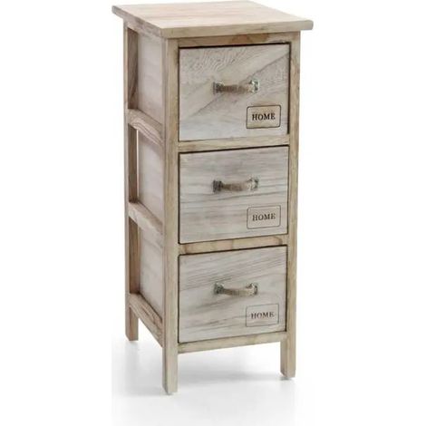 Cómoda vertical de 3 cajones en madera clara 26 x 32 x 62 cm