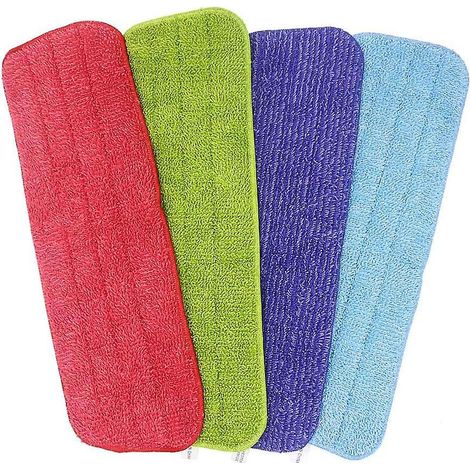 2024Mop - Lot de 4 lingettes de rechange pour balai à franges, tête de balai plate en microfibre, balai à franges avec vaporisateur (1/5)