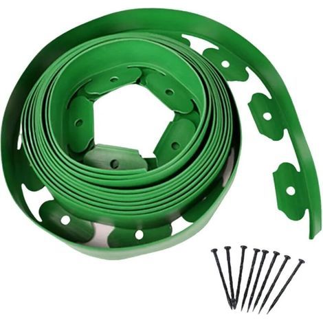 Bordure De Jardin Bordure de Jardin Flexible 10 m avec Pointes, kit Jardinage sans Creuser for Parterre Fleurs(Green) (1/4)