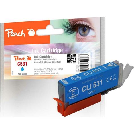 Peach Patrone Canon CLI-531, 6120B002 cyan kompatibel (PI100-500)