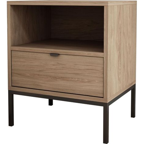 Comodino con cassetto e struttura, maniglia oro, Rockford Noce Scuro, 50 x 40 x 58 cm (1/5)