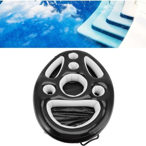 [Inflatable Drink Holder] - Bac de Flottement PVC pour Piscine Tablette Flottante Porte-Boissons et Smartphone Noir 70x50x10cm avec Pompe (1/4)