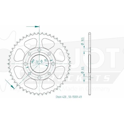 Couronne Acier TT Honda - 428 - 49 Dents - Similaire JTR269