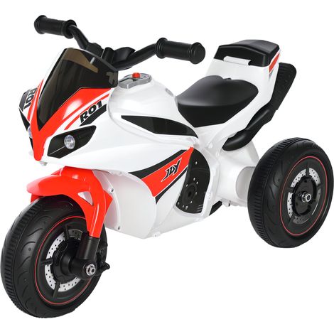 Draisienne moto enfant 18 à 36 mois avec musique et lumières, porteur blanc rouge