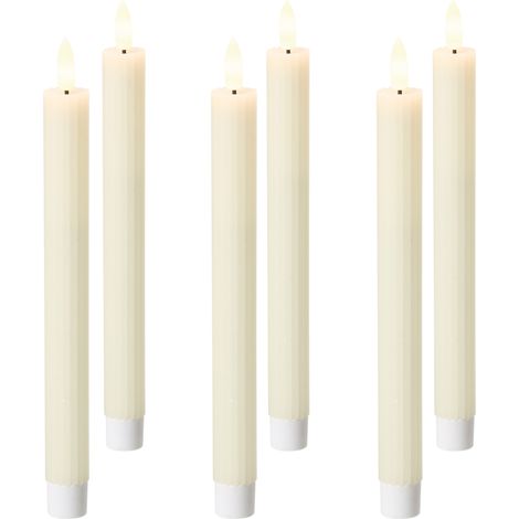 Conjunto de 6 decoraciones de Navidad LED para interiores vela accesorio de parafina blanco crema Saphir