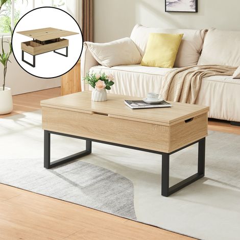 Couchtisch Rauli mit Hebeplatte und Stauraum 100x50x47 cm Eicheoptik [en.casa]