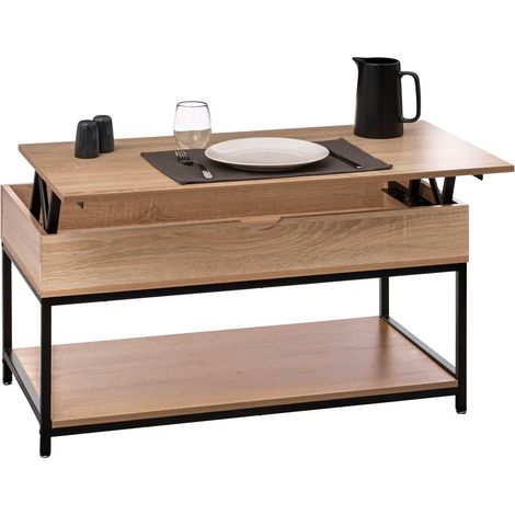 Tavolino Da Soggiorno Sollevabile In Legno E Metallo 95x51cm (1/5)