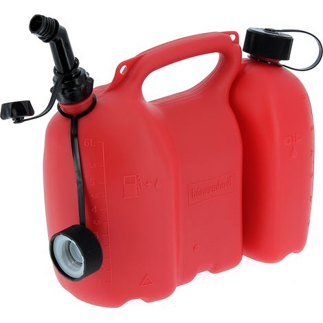 Gt Garden – Bidon pour voiture 6L essence et 3L huile – Bouchons sécurité enfants – Graduation sur réservoirs – Poignée de transport