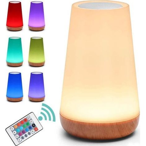 HONORNIC - GENOSSEN Veilleuse LED, Lampe de Chevet Colorée, Lampe Nuit Tactile avec 13 Couleurs Changeantes Rechargeable Noël cadeau (1/4)