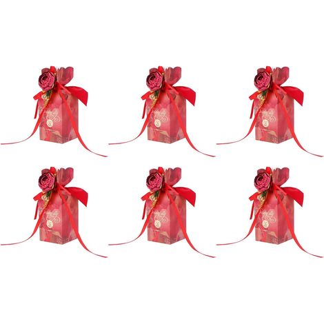 10 Sets of Candy Boxes with Ribbons, Wedding Decoration, Birthday Party, Vase-Shaped Gift Boxes, Cardboard for Wedding, Bridal Shower, Birthday (1/5)