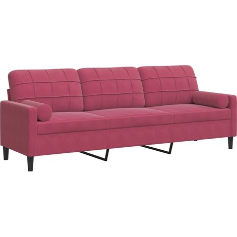 Maison Exclusive - Divano a 3 Posti con Cuscini Rosso Vino 210 cm in Velluto