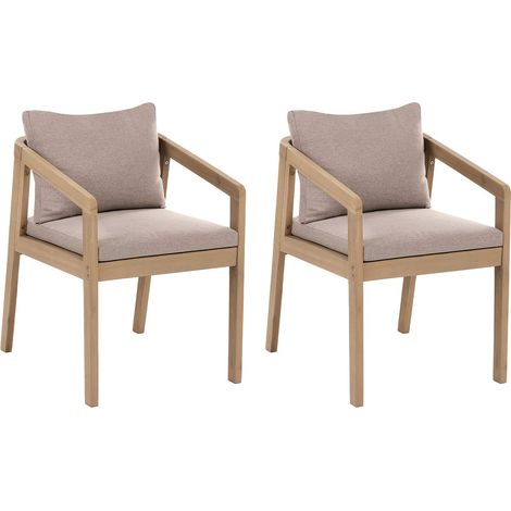 Set mit 2 Stühlen und Sitzkissen TOSCANELLA zertifiziertes Akazienholz Hellbraun (1/5)