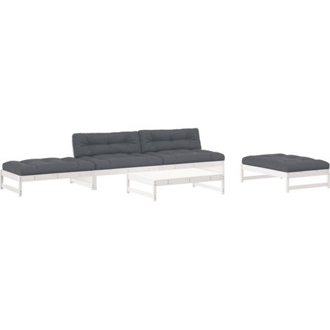Maison Exclusive - Set Divani da Giardino 6pz con Cuscini in Legno Massello Bianco