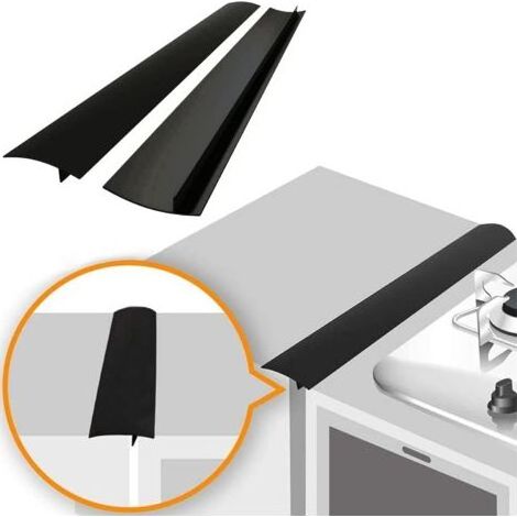 Lot de 2 cache-joints en silicone pour cuisinière, résistants à la chaleur, pour combler les espaces entre la cuisinière et le plan de travail, faciles à nettoyer (53 cm, noir) (1/5)