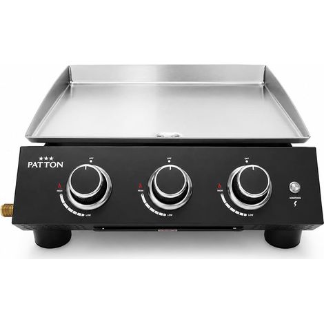 Plancha à gaz à poser Patton Vigor A300 avec 3 brûleurs et plaque de cuisson en acier inoxydable - Noir (1/5)