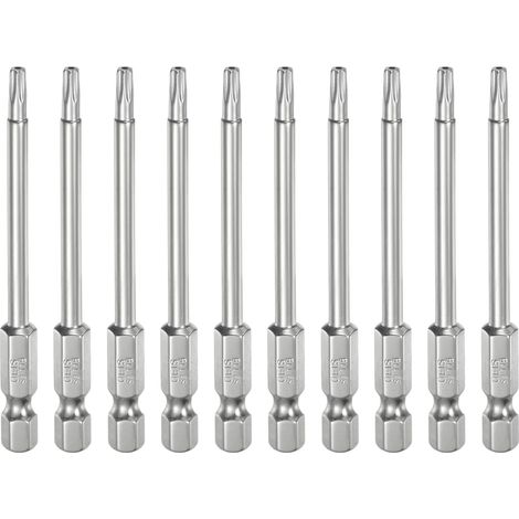 10Pcs T15 Embout Tournevis Torx 1/4" Hex Shank Longueur 3" (75mm) (1/5)