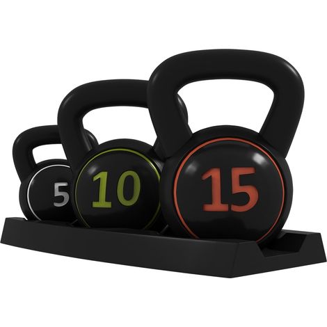 Kettlebell, 2,2Kg, 4,5Kg, 6,8Kg Kettlebell, Set De 3 Pesas De Bolas Para Gimnasia, Entrenamiento De Fuerza, Negro