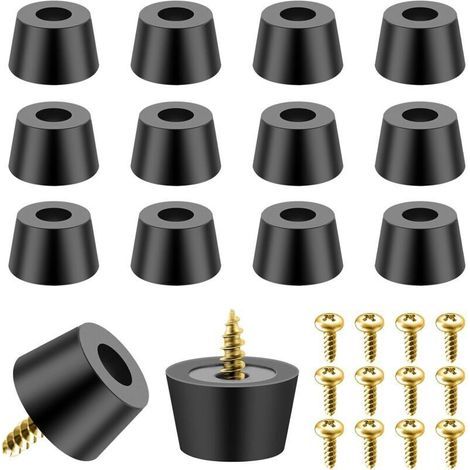 Pieds Antidérapants en Caoutchouc Noir, Lot de 12, Vis à Fixer pour Meubles, Électronique et Autres Applications (1/4)