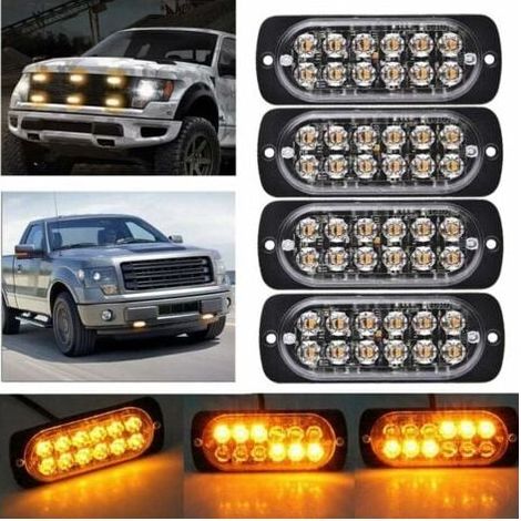 6 LED-Auto-Blitz-Bremslicht – 12 V–24 V Fahrzeug-Lichtleiste – Sicherheits-Blinkleuchte für Autos, Nutzfahrzeuge, Boote, Anhänger, Wohnwagen FLITI (1/4)