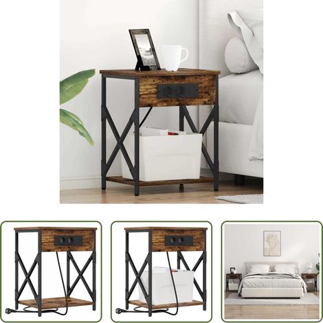 Rangement chambre -  Cabinet de chevet Chêne fumé 41 x 31 x 51 cm Bois d'ingénierie (1/5)