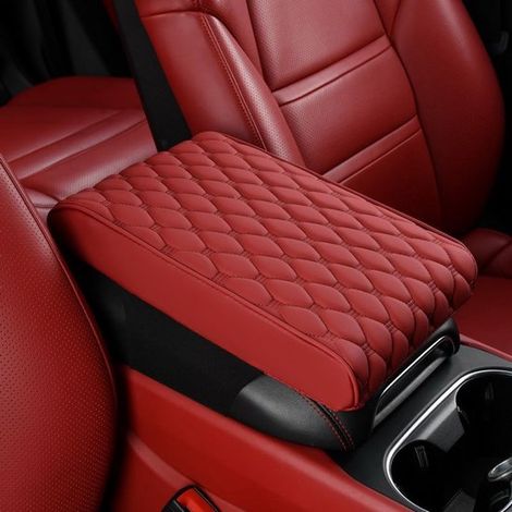 Tappetini universali per braccioli auto, tappetini in similpelle PU, tappetini in memory foam, adatti per braccioli di seggiolini auto e come decorazione per braccioli interni, grandi - Borgogna (1/5)