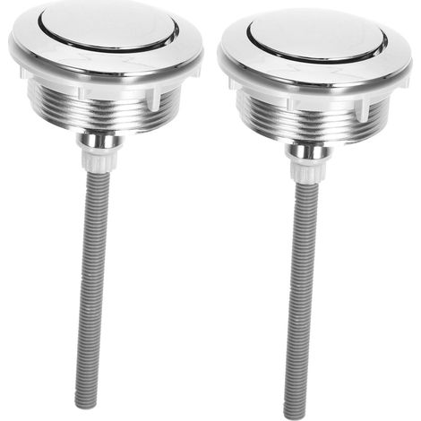 Bouton du Réservoir de Toilettes Rond 2pcs en Abs Argenté (1/5)