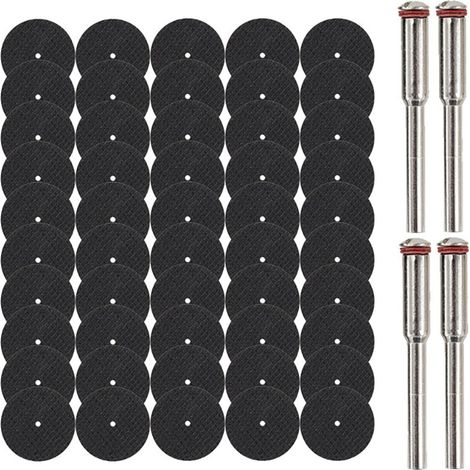 60PCS 32mm Mini Disque Diamant à Tronçonner, Disques de Coupe pour Dremel, HSS en Résine Lame Scie Circulaire avec 4 Mandrins SC pour Couper Bois, Métal, Plastique, Pierre