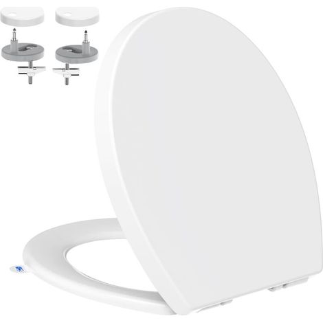 Abattant WC Forme O, Abattant WC avec Frein de Chute, Lunette WC avec Fermeture en Douceur, Lunette de Toilette Universelle Charnière, Blanche, 44,6  37,2x 4,3 CM (1/5)