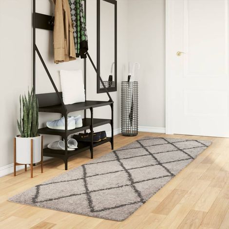 Alfombra pelo largo moderna PAMPLONA beige antracita 80x250 cm vidaXL (1/5)