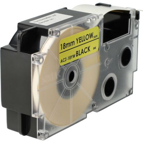 vhbw Label Tape compatible with Casio KL-P1000, KL-HD1, KL-G2 Label Printer 8m x 18 mm, Black on Yellow, pet+ RESIN (1/4)