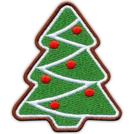 Patchion Albero di Natale - biscotto di pan di zenzero - Toppa/distintivo/emblema ricamato da cucire