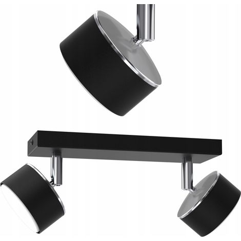 PLAFONNIER NOIR CHROME MOBILE LED GX53 LAMPE POLONAISE (1/4)