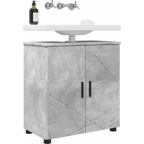 Meuble de Salle de Bain 61x35x64 cm, Couleur Gris Béton, Design Moderne et Compact (1/5)