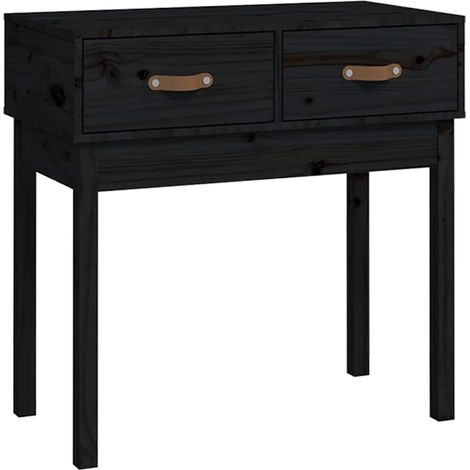 Maison Exclusive - Tavolo Consolle Nero 76,5x40x75 cm in Legno Massello di Pino (1/5)
