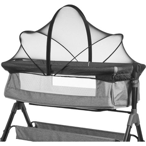 Moustiquaire universelle pour lit de voyage, bébé à côté de berceau avec fermeture éclair silencieuse pour lit, accès facile, moustiquaire en maille fine pour enfants (noir) (1/5)