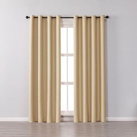 SABIR-Rideau occultant thermique pleine longueur (Jaune) avec œillets solides, décoration de fenêtre de chambre, 150 x 250 cm, Jaune (1/4)
