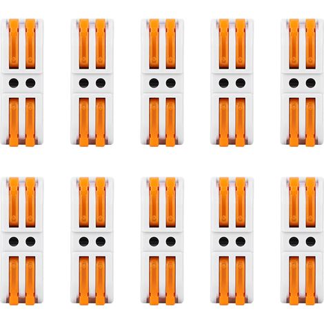Lot de 10 connecteurs électriques rapides 2P sans vis, bloc de jonction à pression, pour câbles sans soudure, connexion facile (1/5)