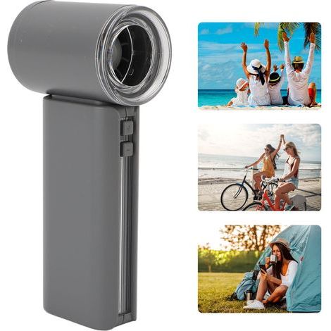 Ventilateur Portable rechargeable 5 vitesses silencieux turbo mini [ABS 3000mAh Type-C] pour voyage maison plage camping Gray (1/5)