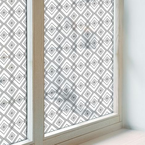 Film Dépoli pour Fenêtre 100x100 pour Chambre Cuisine Salle de Bain PVC Vitrail Protection Adhésif Collés sur le Verre Décoratif Harmonie rhombique (1/5)
