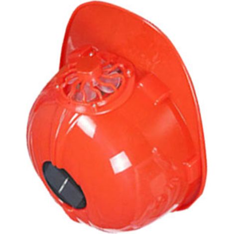 Casque de sécurité ventilé avec refroidissement frontal, alimenté par cellule solaire, respirant et protection solaire pour chantiers, idéal en été et en extérieur (rouge). (1/5)