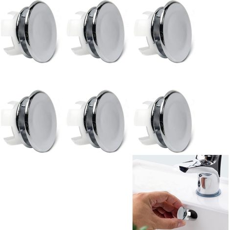 Bouchon de trop-plein d'évier MroMax, 6 pièces, couvercle rond solide en acier inoxydable, anneau double, remplacement pour lavabo de cuisine et salle de bain, anti-fuite, argenté, diamètre standard (1/5)