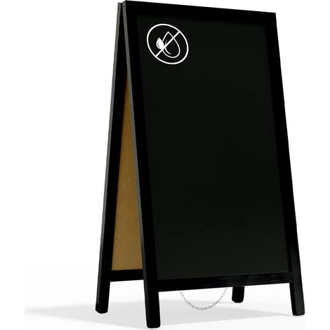 Allboards – Chevalet stop trottoir en bois laqué noir 78x44 cm – Tableau en fibre de bois HDF – Pour intérieur et extérieur – Compatible marqueurs