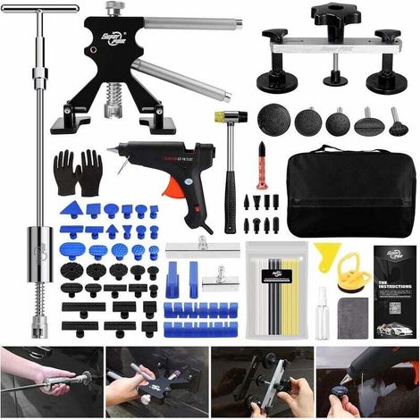 Paintless Dent Removal Tool Kit with Long Blue Tabs for Removing Dents, T-Sliding Hammer and Tooth Lifter, for Removing Dents from Vehicles, Objects (1/4)