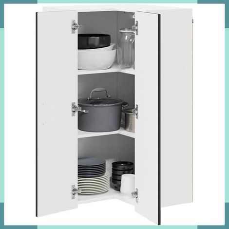 Armoire d'angle murale de cuisine - Kalmar - Noir - Bois d'ingénierie - 57 x 57 x 100 cm (1/5)