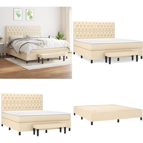 Boxspringbett mit Matratze Creme 160x200 cm Stoff - Boxspringbett - Doppelbett - Cremefarbenes Bett - Betten Mit Integrierter Matratze - Bettsofa - Home & Living