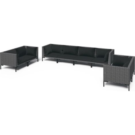 Divani da Giardino 8 pz con Cuscini in Polyrattan Grigio Scuro vidaXL (1/5)